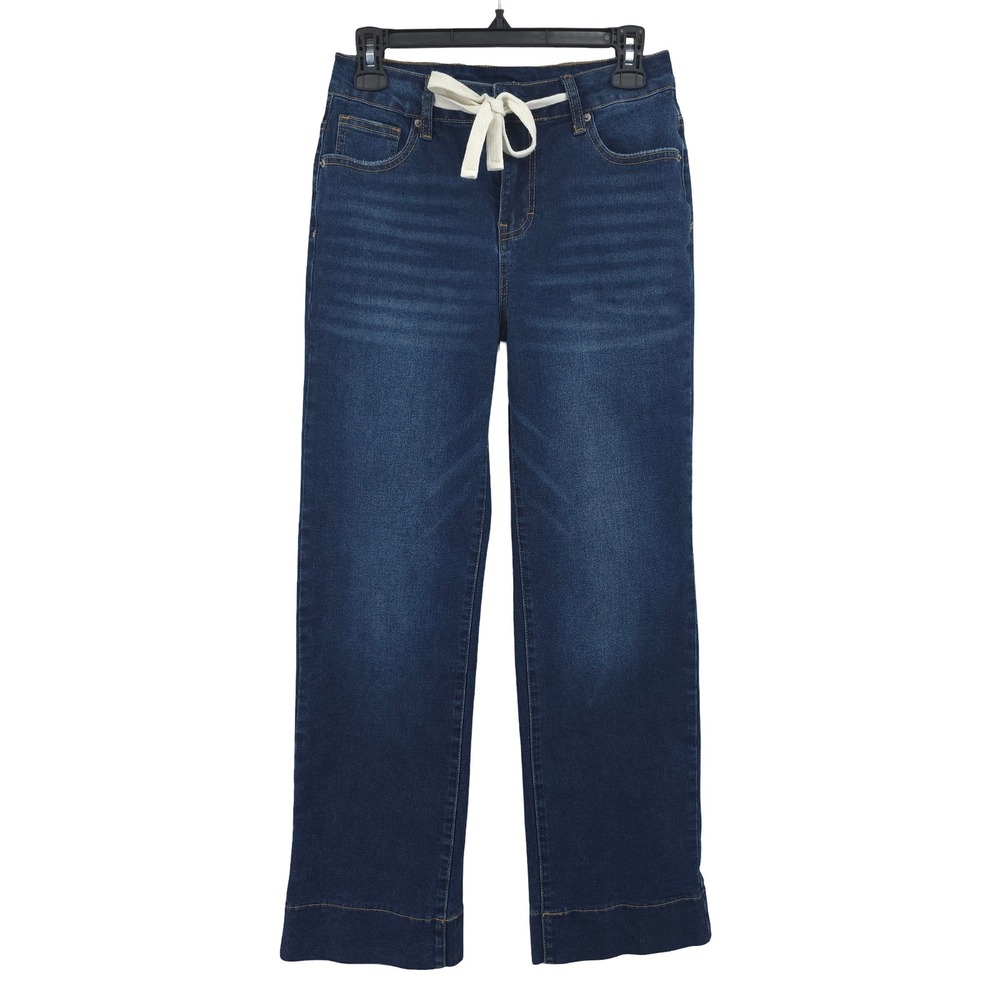 Sidefeel Dark Blue Baggy Loose Wide Leg Mid Rise Blue Denim Jeans Womens 4